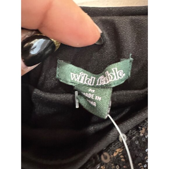 Wild & Fable Black Sequin Pants W/ Built-In Shorts NWT Size M - Picture 4 of 11